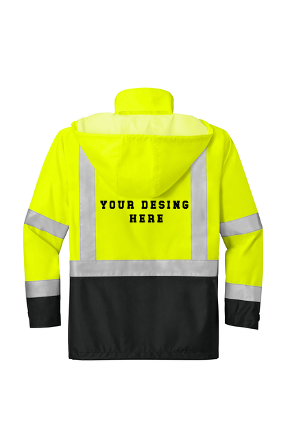 Custom Design For Your Crew CornerStone® ANSI 107 Class 3 Rain Jacket