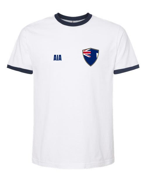 Anguilla Soccer Ringer Tee — Retro National Crest | NYC Factory