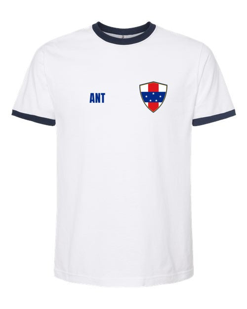 Netherlands Antilles Soccer Ringer Tee — Retro National Crest | NYC Factory