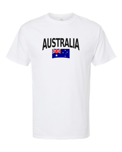 Australia Soccer Tee 2026 — Classic Name & Flag | NYC Factory - White