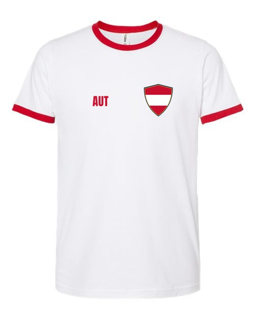 Austria Soccer Ringer Tee 2026 — Retro National Crest | NYC Factory
