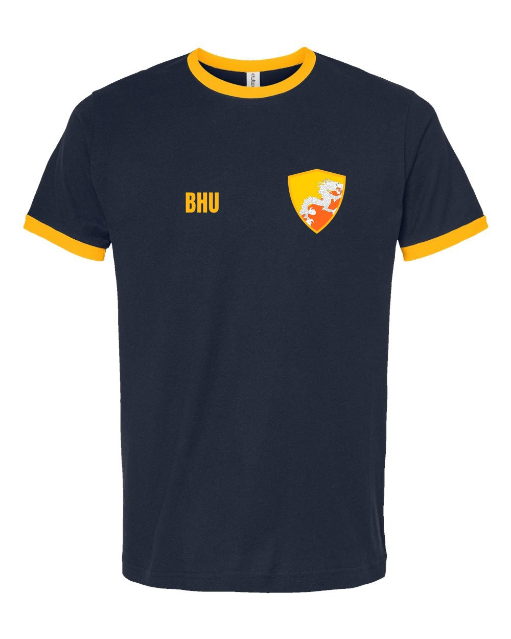 Bhutan Soccer Ringer Tee — Retro National Crest | NYC Factory