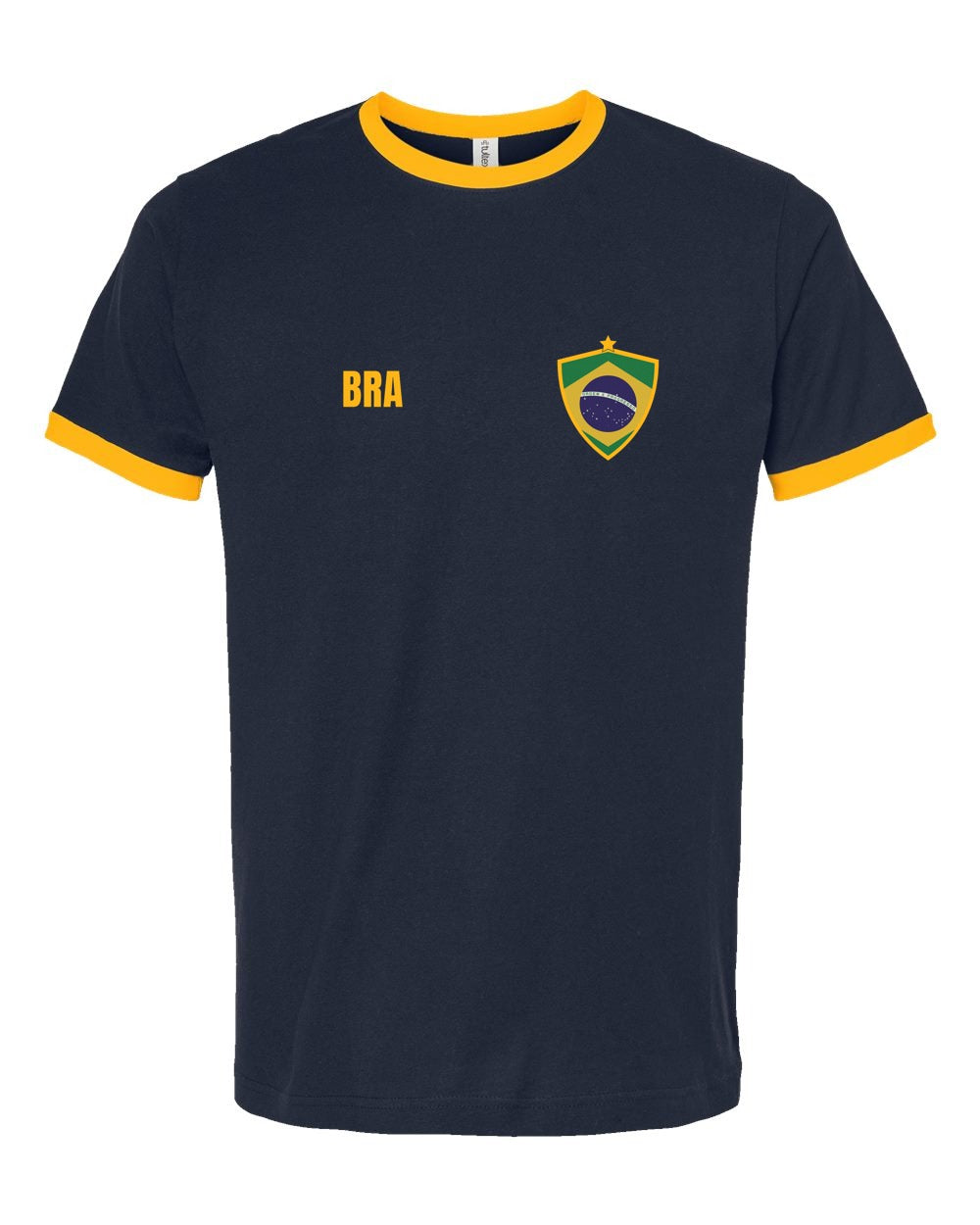 Brazil Soccer Ringer Tee 2026 — Retro National Crest | NYC Factory