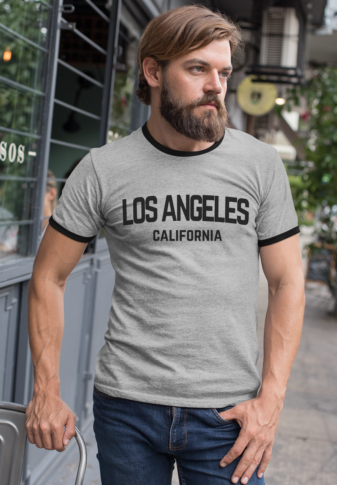 Los Angeles California Retro Black Design Mens Ringer T-Shirt Tee