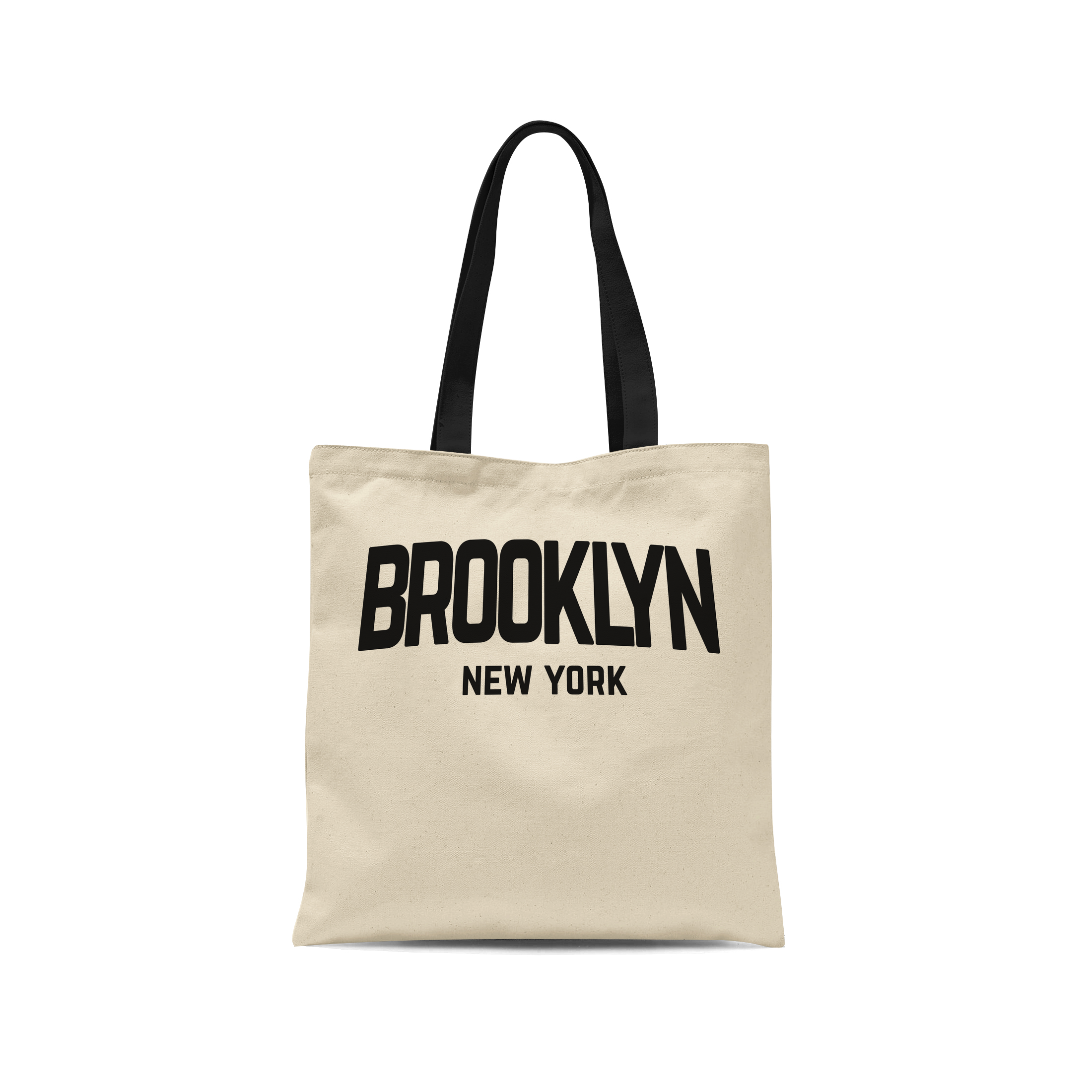 Brooklyn New York Retro Design Cotton Canvas Tote Bags Natural Black Handle
