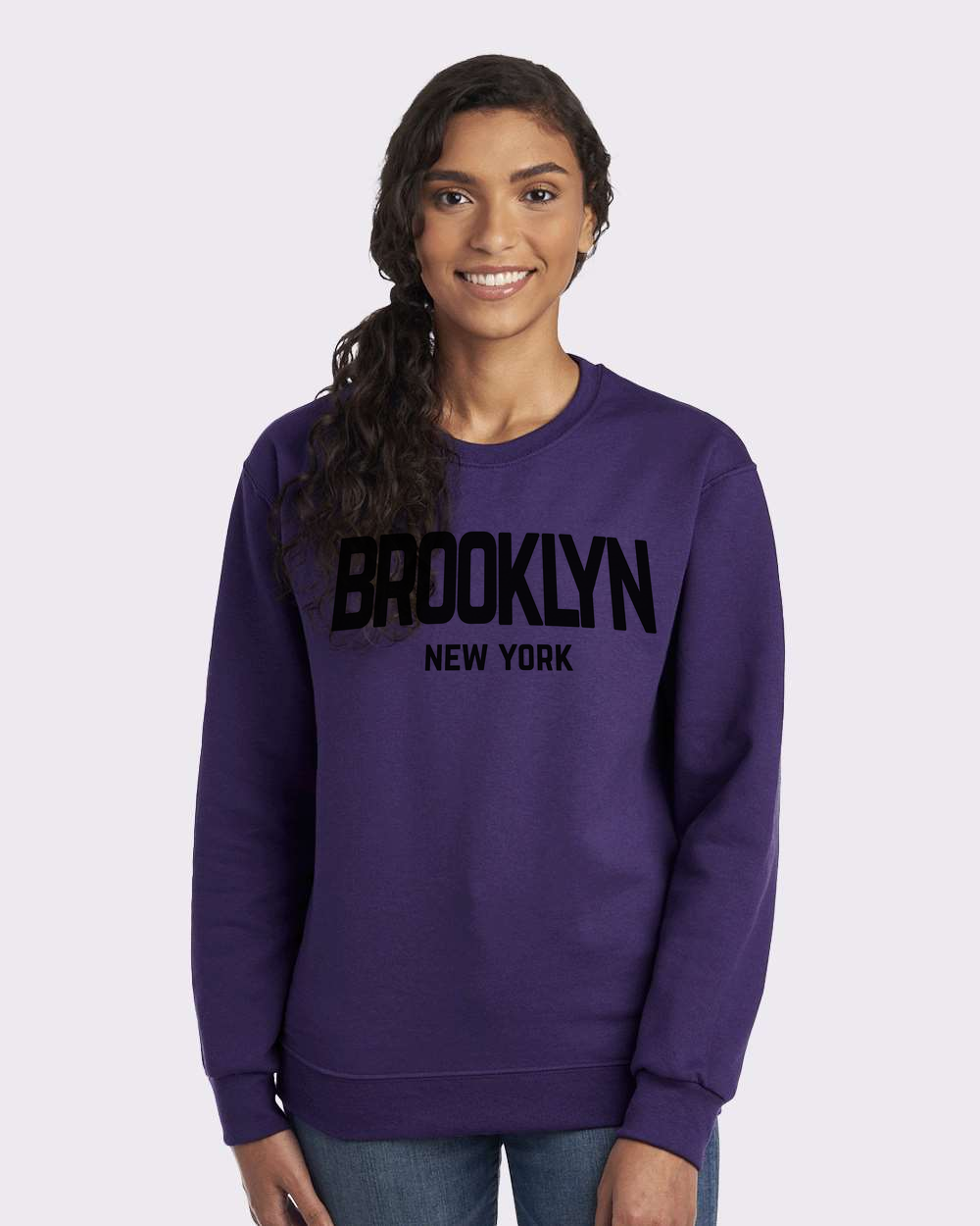 Brooklyn New York Retro Design Custom Crewneck Sweatshirt Purple