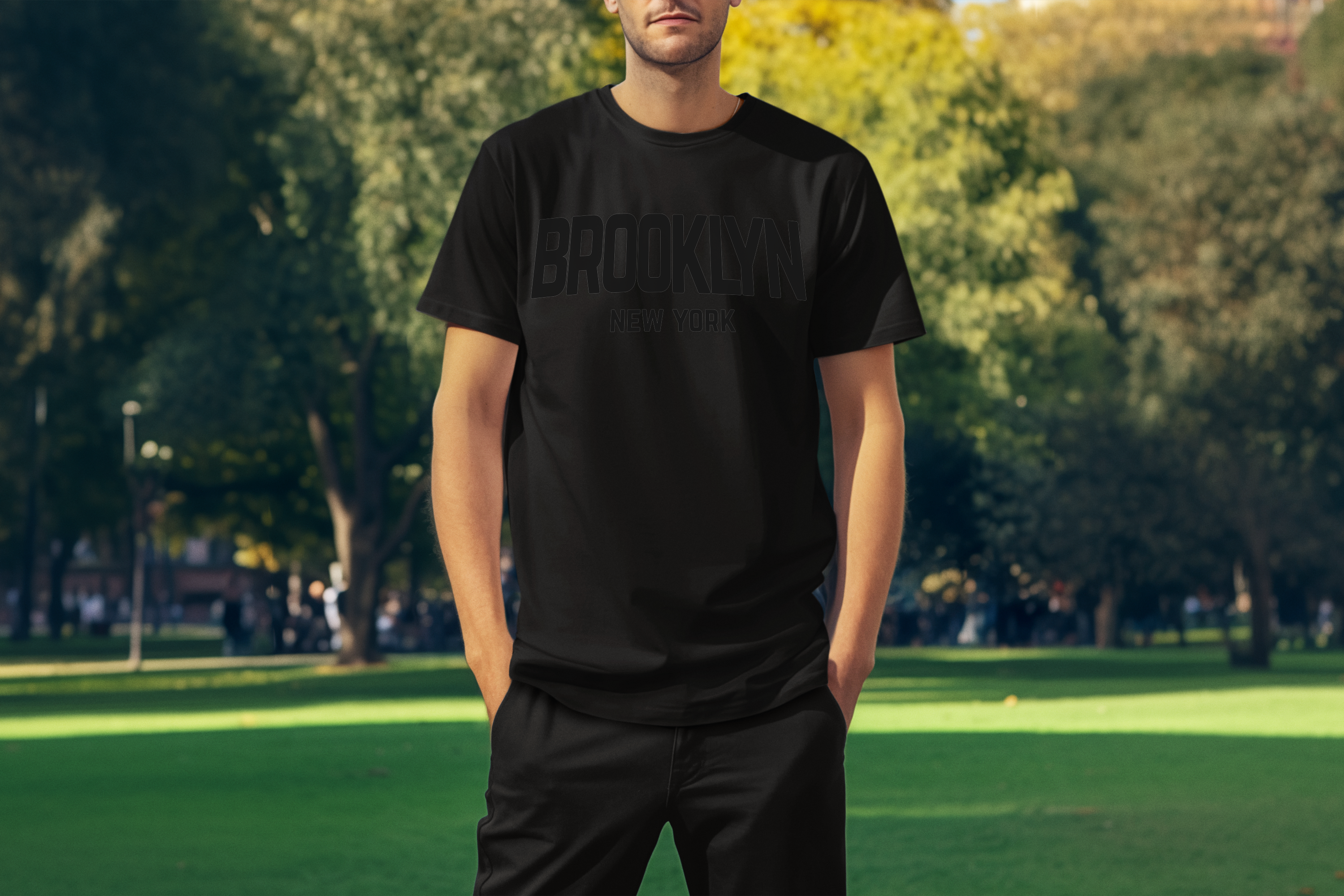 Brooklyn New York Retro Design Custom T-Shirt Black