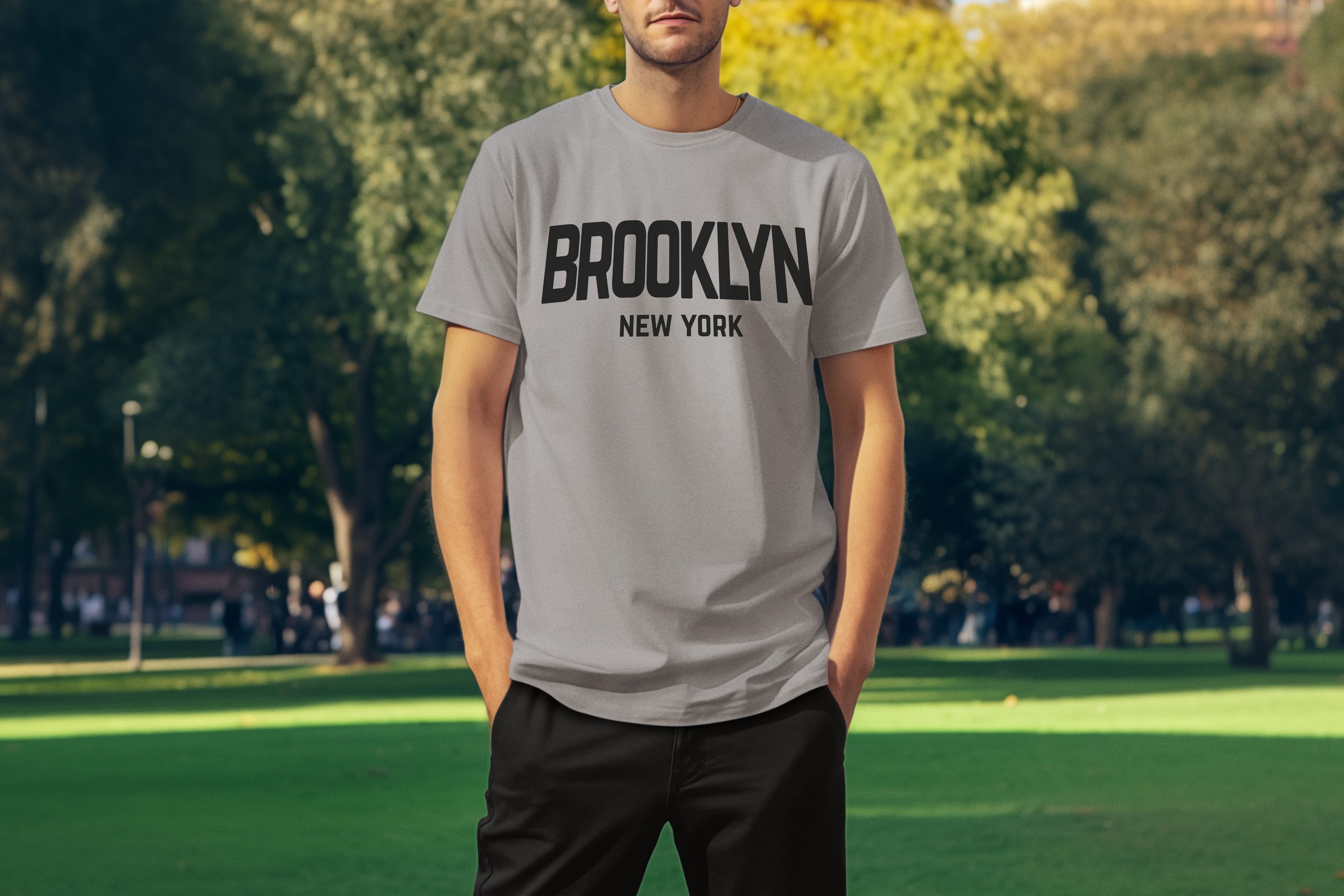 Brooklyn New York Retro Design Custom T-Shirt Gray