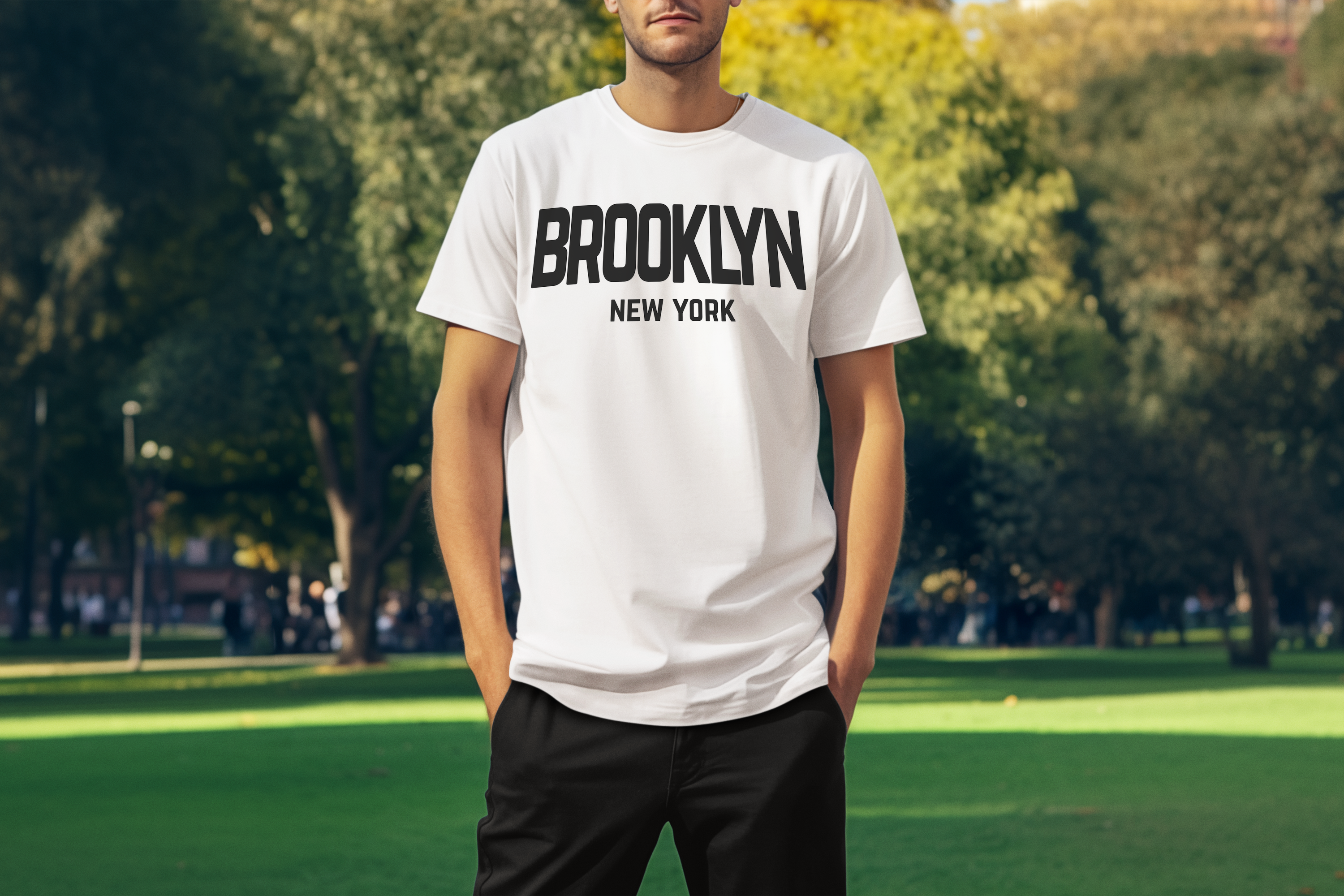 Brooklyn New York Retro Design Custom T-Shirt White
