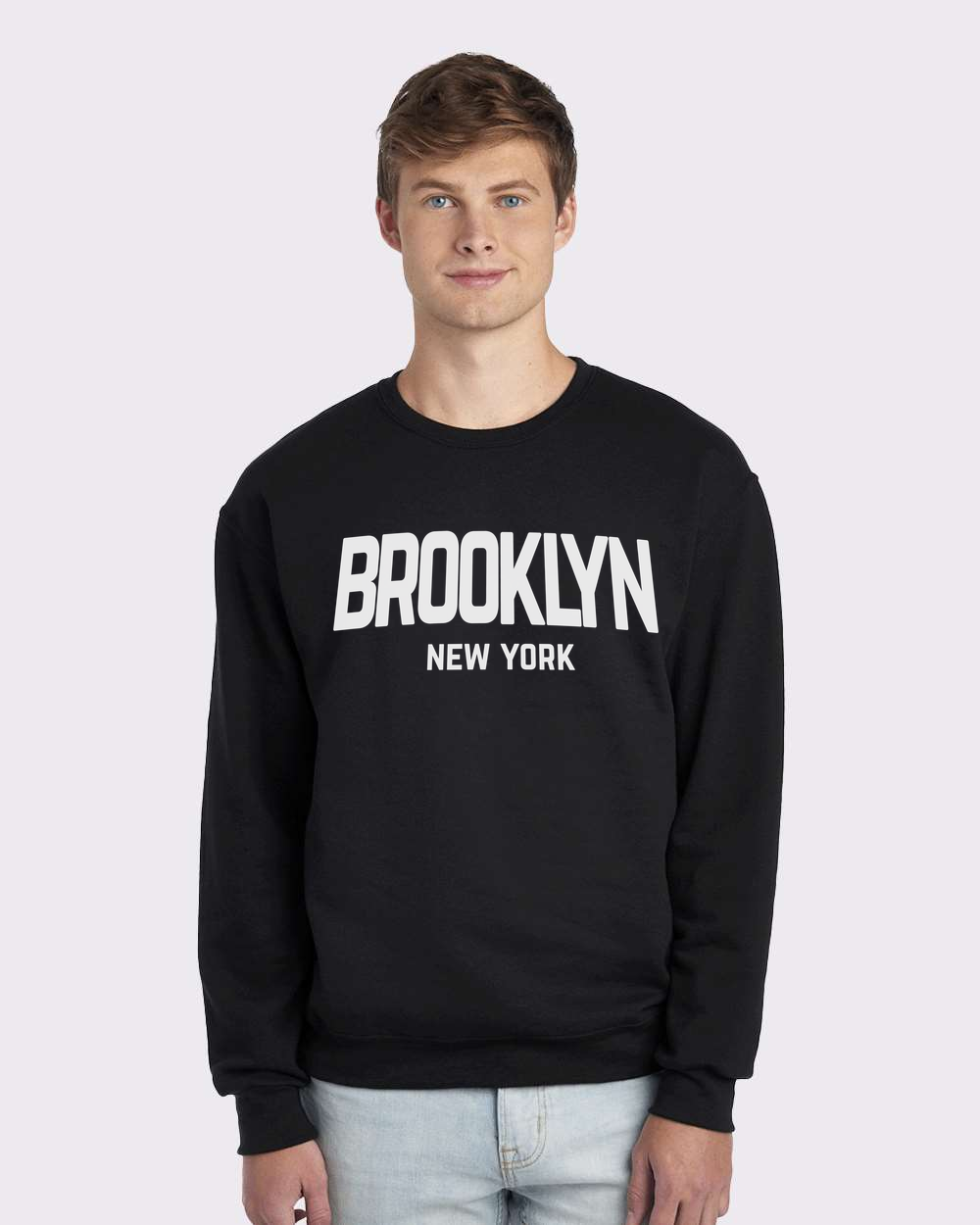 Brooklyn Retro White Design Custom Crewneck Sweatshirt Black