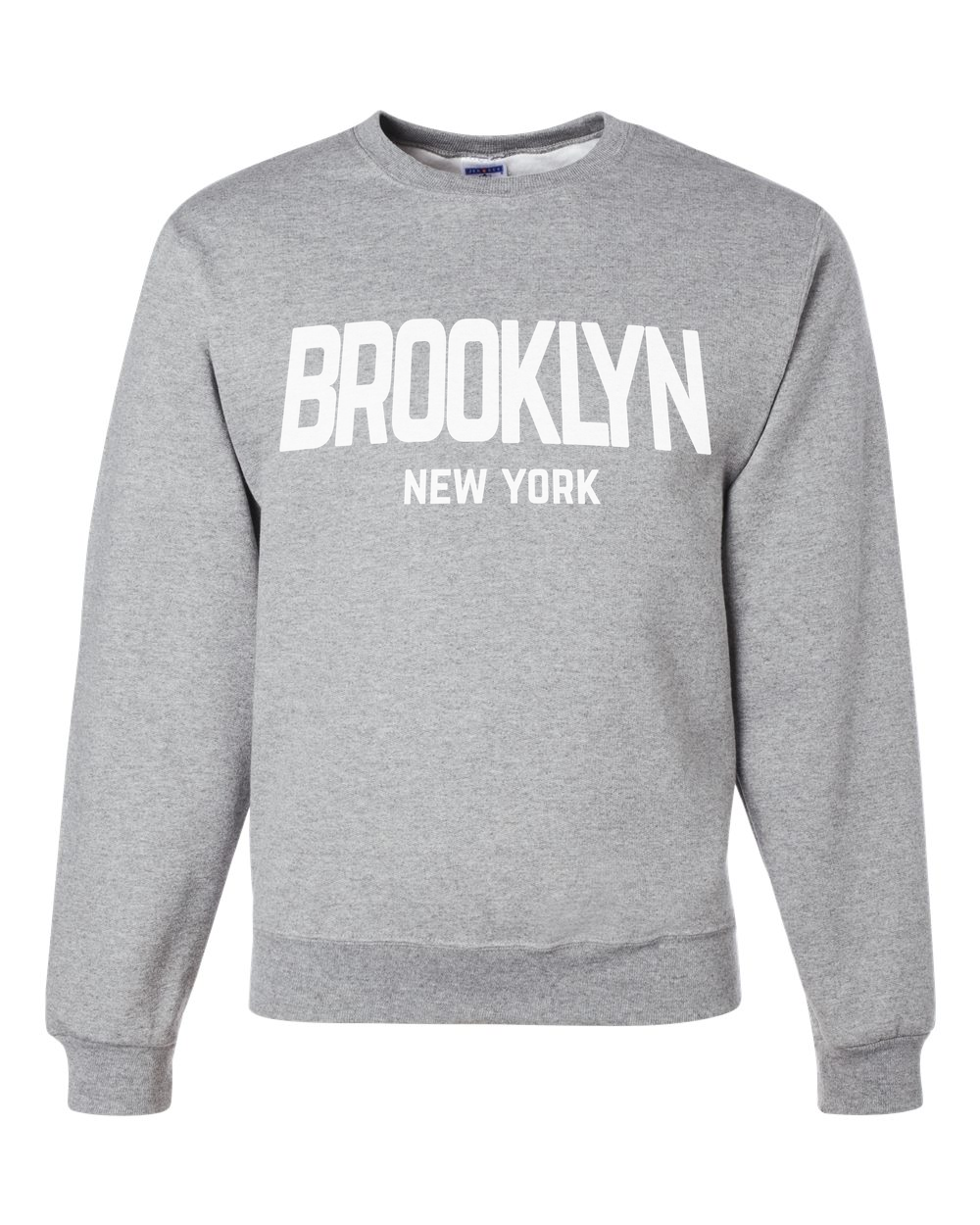 Brooklyn Retro White Design Custom Crewneck Sweatshirt Heather Gray