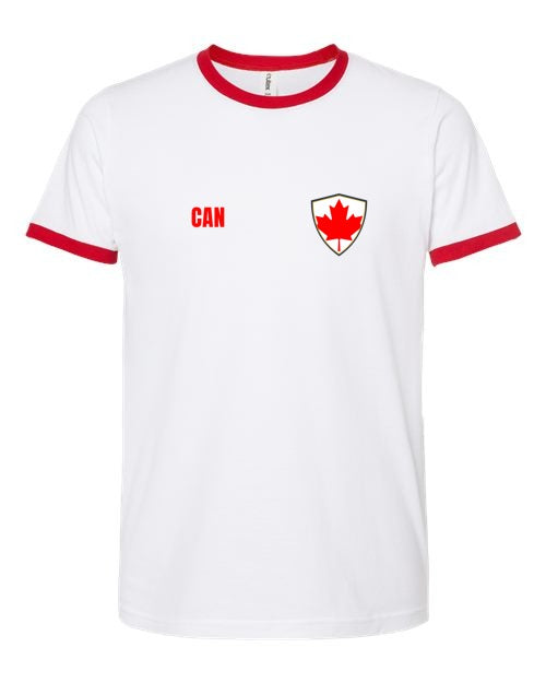 Canada Soccer Ringer Tee 2026 — Retro National Crest | NYC Factory