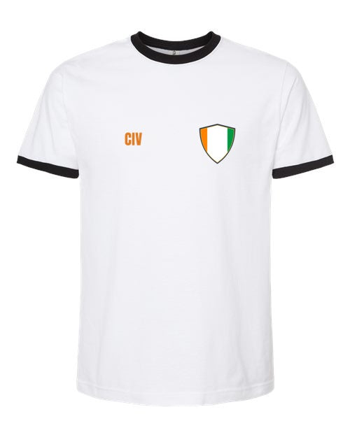Ivory Coast Soccer Ringer Tee 2026 — Retro National Crest | NYC Factory