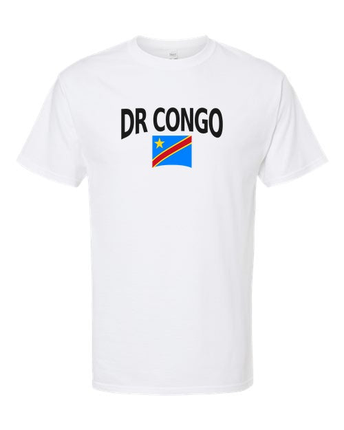 DR Congo Soccer Tee 2026 — Classic Name & Flag | NYC Factory - White