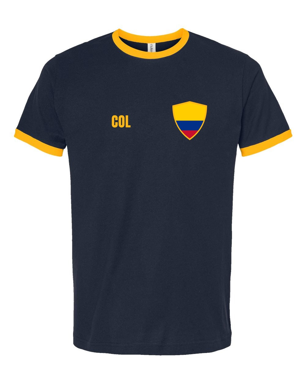Colombia Soccer Ringer Tee 2026 — Retro National Crest | NYC Factory