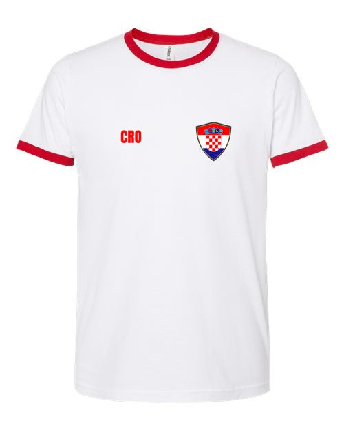 Croatia Soccer Ringer Tee 2026 — Retro National Crest | NYC Factory