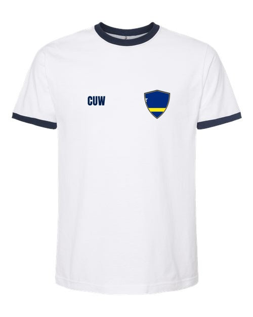 Curaçao Soccer Ringer Tee 2026 — Retro National Crest | NYC Factory