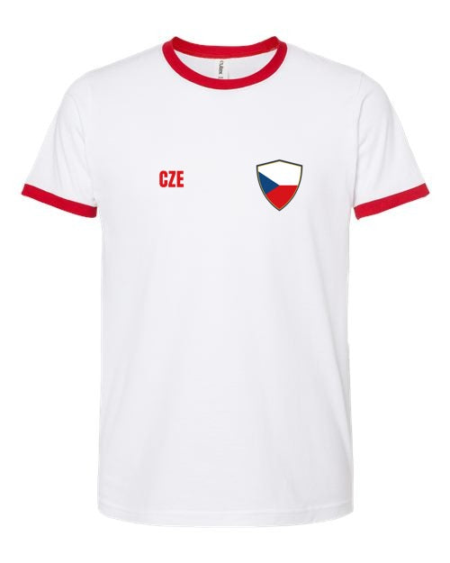 Czech Republic Soccer Ringer Tee 2026 — Retro National Crest | NYC Factory