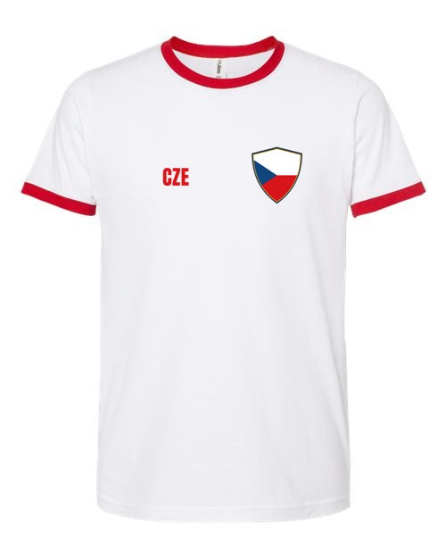Czech Republic Soccer Ringer Tee 2026 — Retro National Crest | NYC Factory