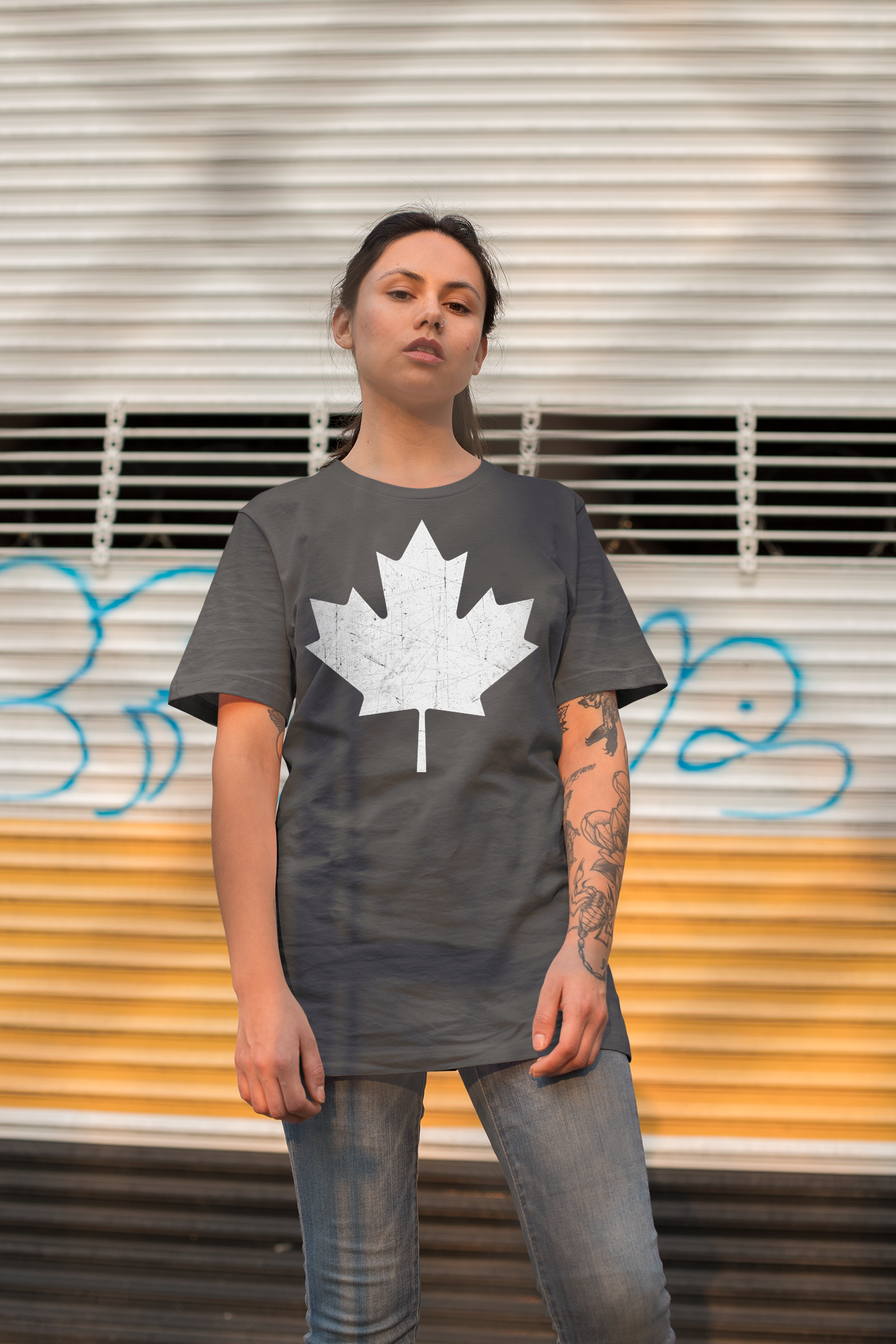 Canada Maple Leaf Flag retro design Custom T-Shirt