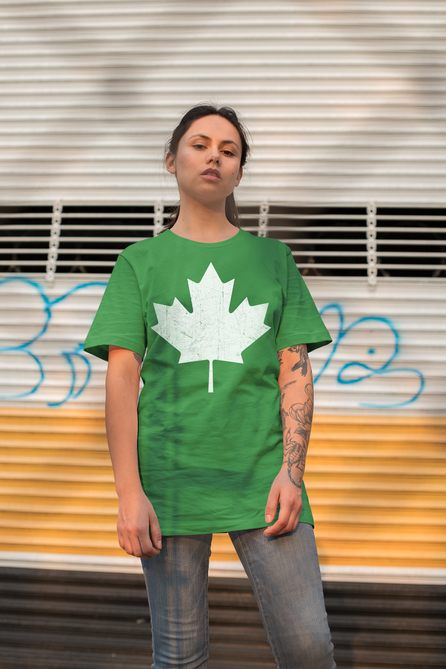 Canada Maple Leaf Flag retro design Custom T-Shirt