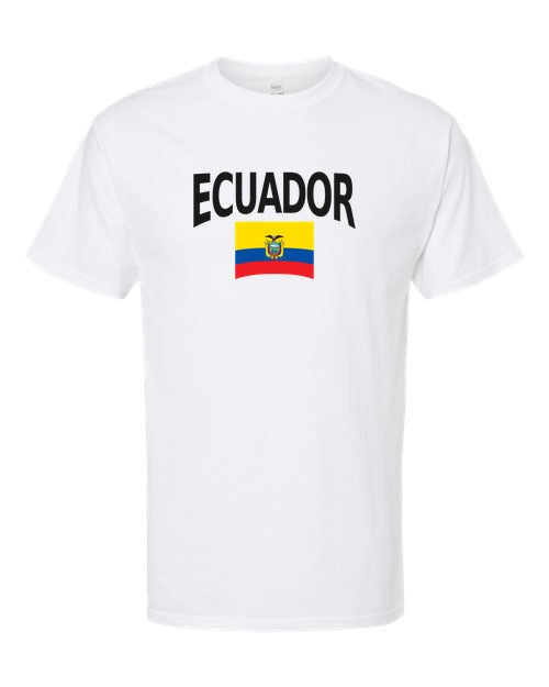 Ecuador Soccer Tee 2026 — Classic Name & Flag | NYC Factory - White