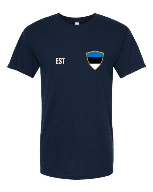 Estonia Soccer Tee — Retro National Crest | NYC Factory