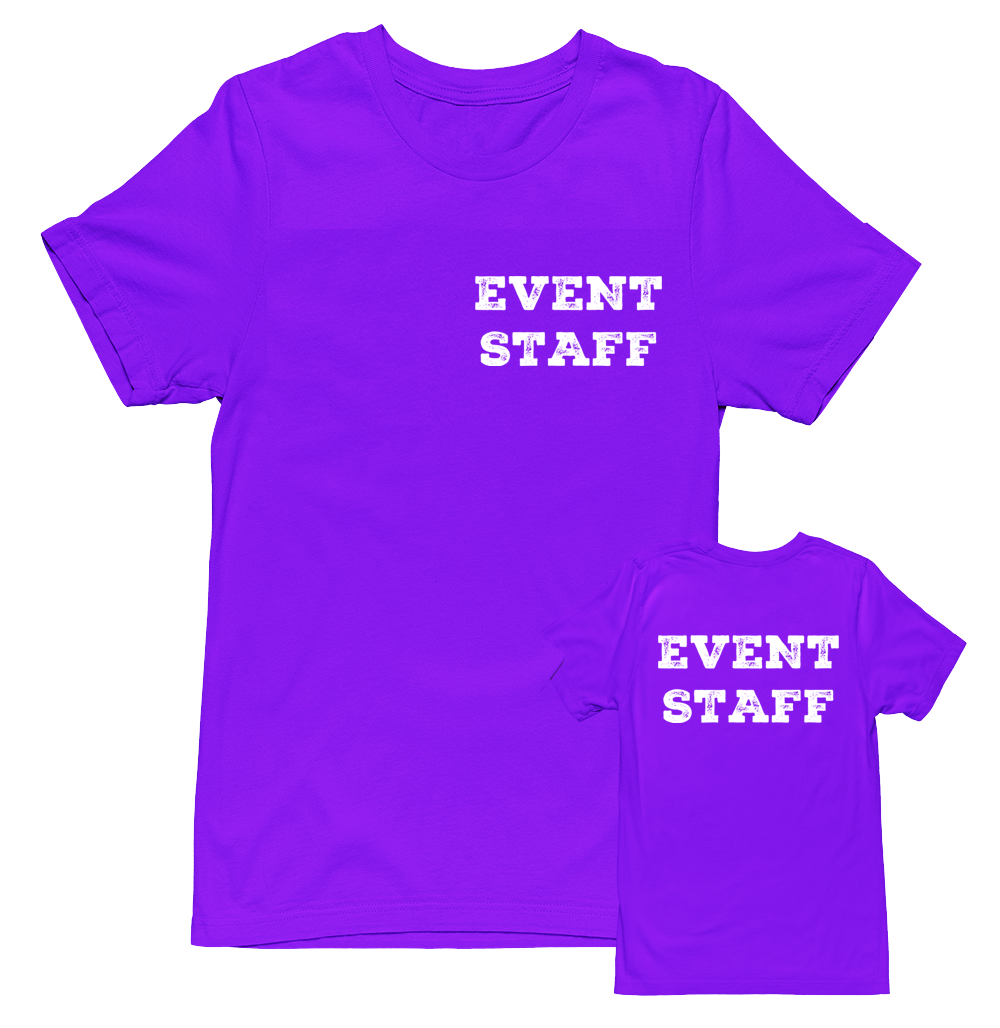 Professional Event Men's Unisex Staff Tees - Front & Back All Colors & Sizes In Stock