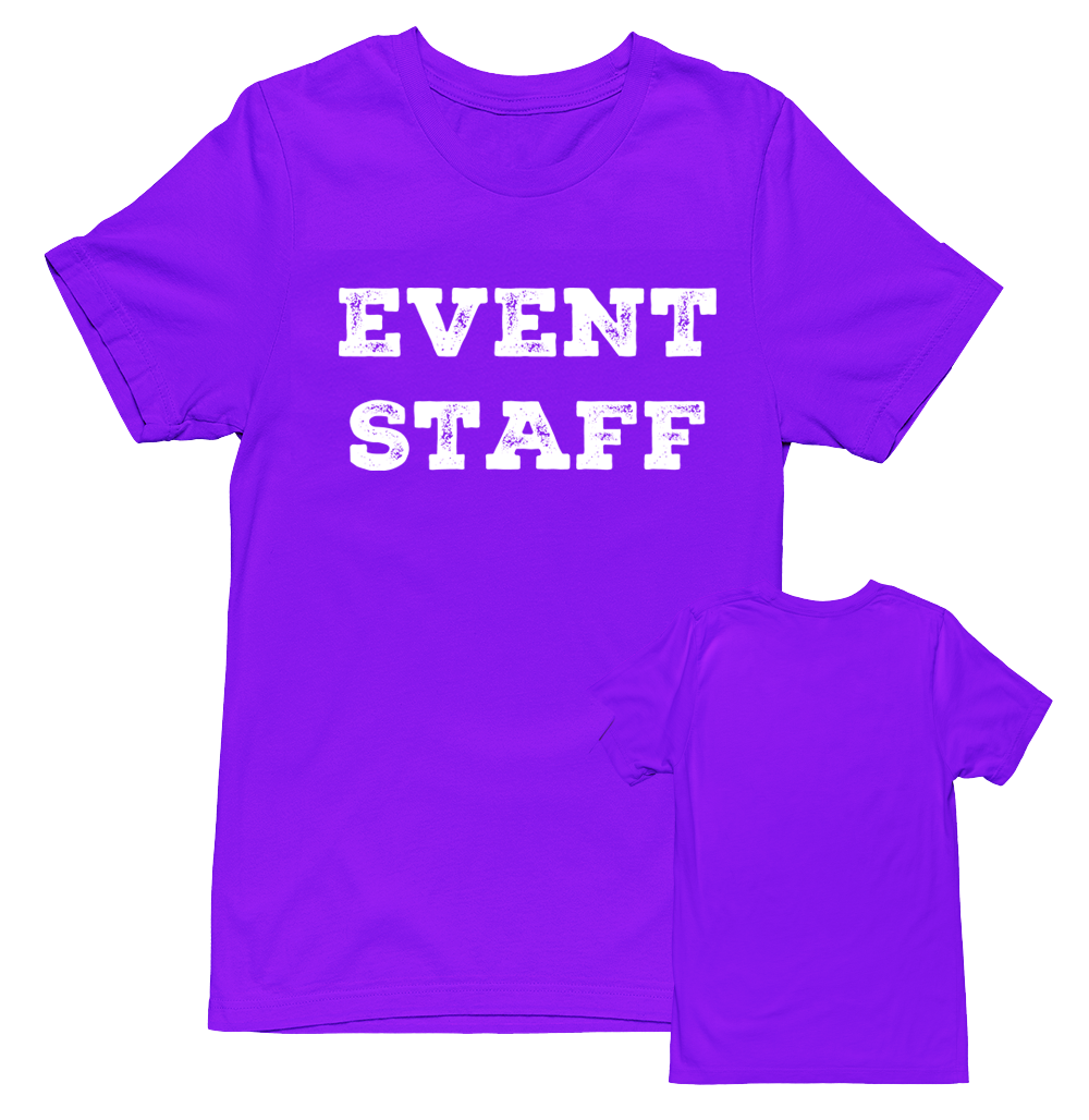 Event Staff Men's Unisex Tees - Front & Back (Rustic Style Design)