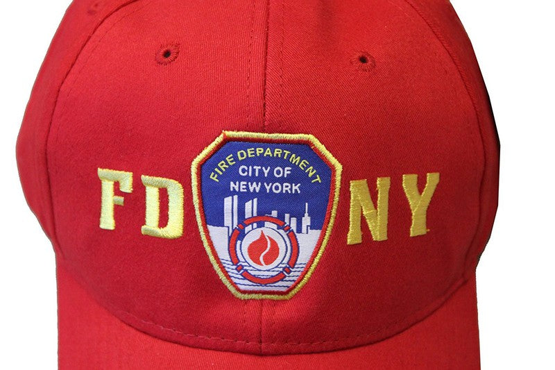 FDNY Baseball Hat Police Badge Fire Department Of New York City Red & Gold On...