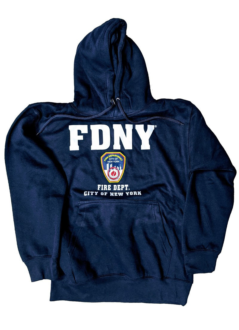 FDNY Men's Hoodie Sweatshirt (Front Print, Navy Blue)
