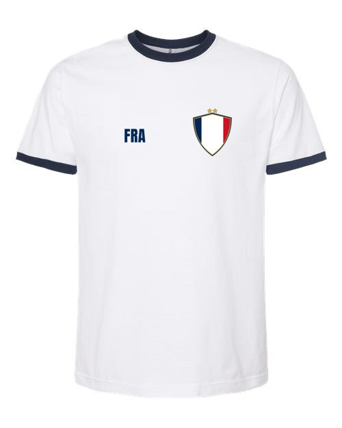 France Soccer Ringer Tee 2026 — Retro National Crest | NYC Factory