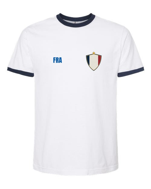France Soccer Ringer Tee 2026 — Retro National Crest | NYC Factory