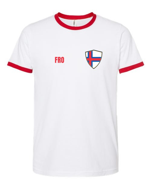Faroe Islands Soccer Ringer Tee — Retro National Crest | NYC Factory
