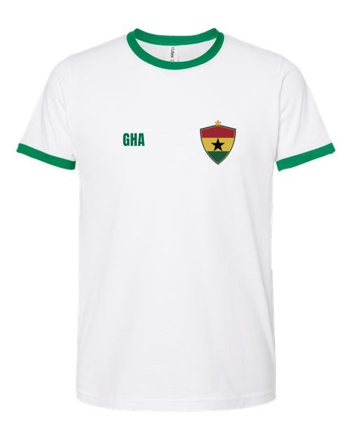 Ghana Soccer Ringer Tee 2026 — Retro National Crest | NYC Factory
