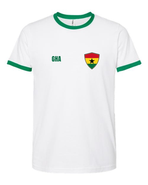 Ghana Soccer Ringer Tee 2026 — Retro National Crest | NYC Factory
