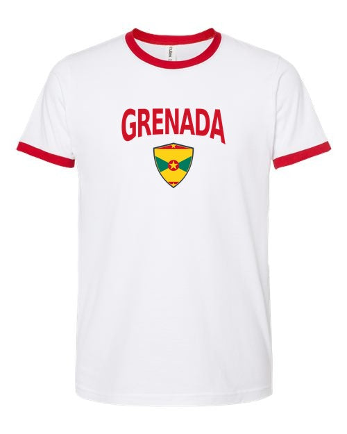 Grenada Arched Crest Soccer Ringer Tee — NYC Factory