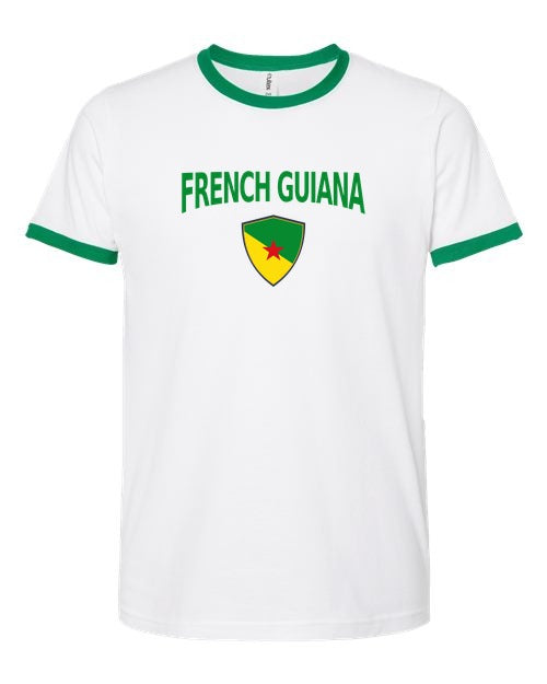 French Guiana Arched Crest Soccer Ringer Tee — NYC Factory