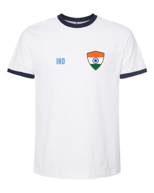 India Soccer Ringer Tee — Retro National Crest | NYC Factory