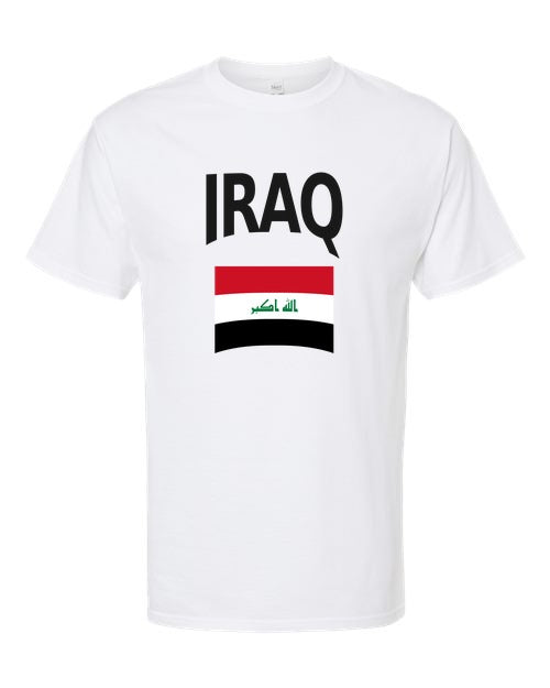 Iraq Soccer Tee 2026 — Classic Name & Flag | NYC Factory - White
