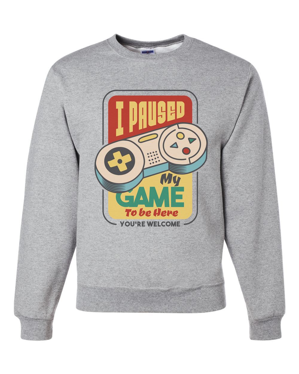 I paused my game.. Custom Crewneck Sweatshirt Heather Gray