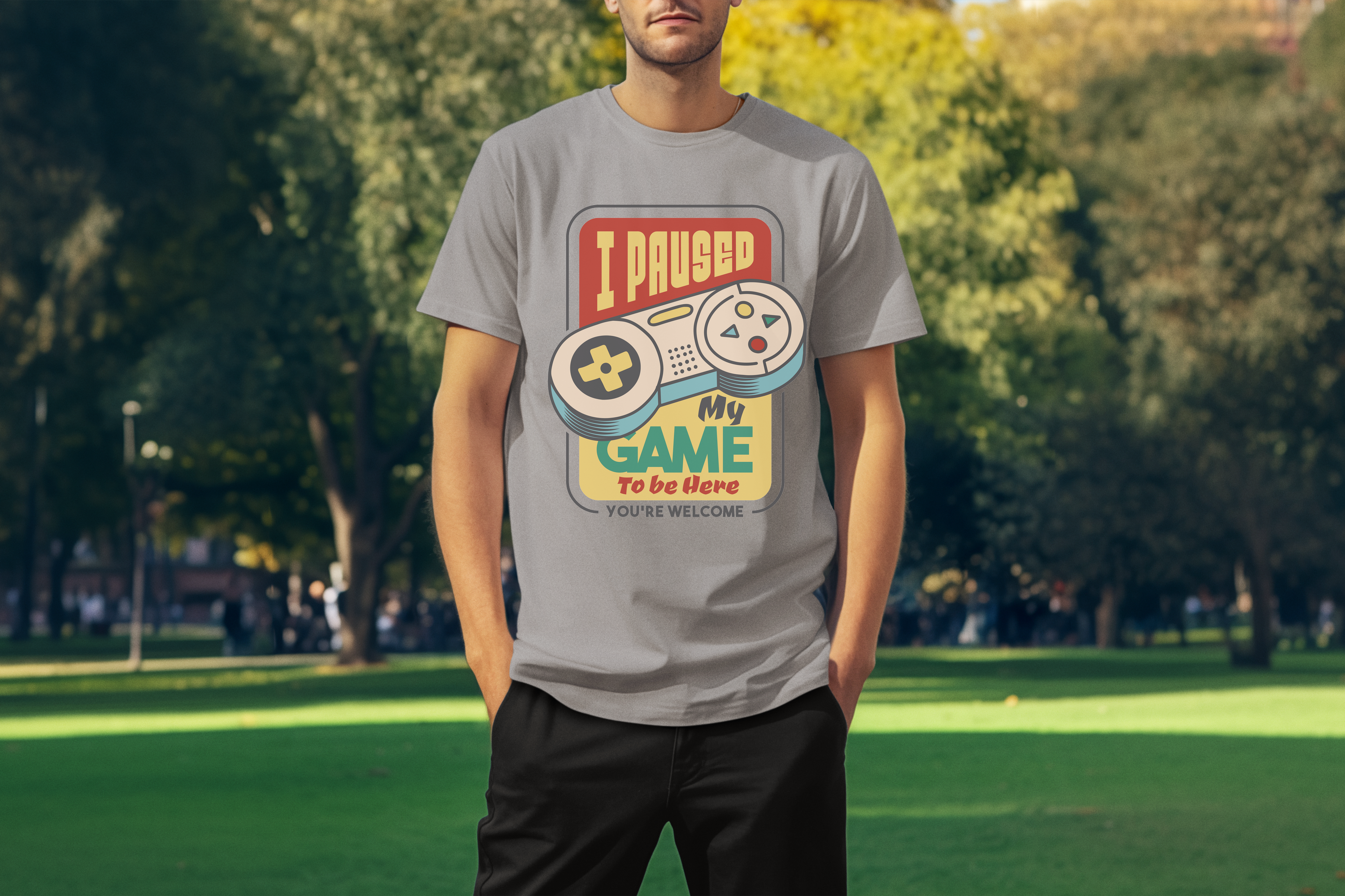 I paused my game.. Custom T-Shirt Gray