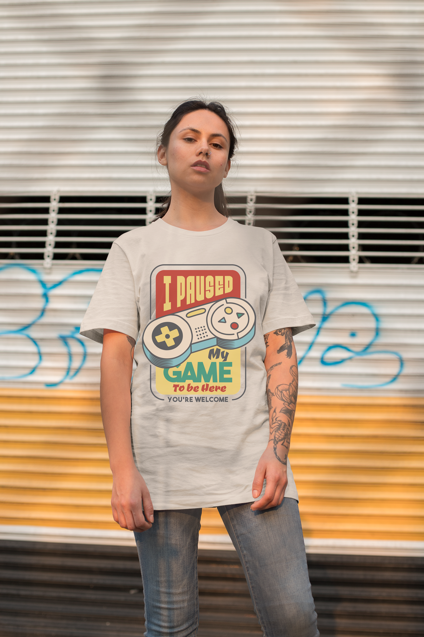 I paused my game.. Custom T-Shirt Natural