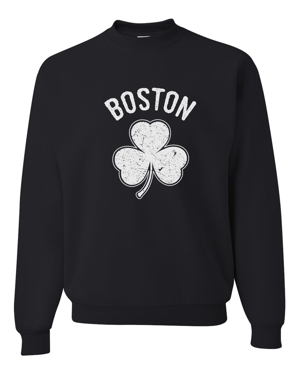Irish Boston Shamrock White Design Custom Crewneck Sweatshirt