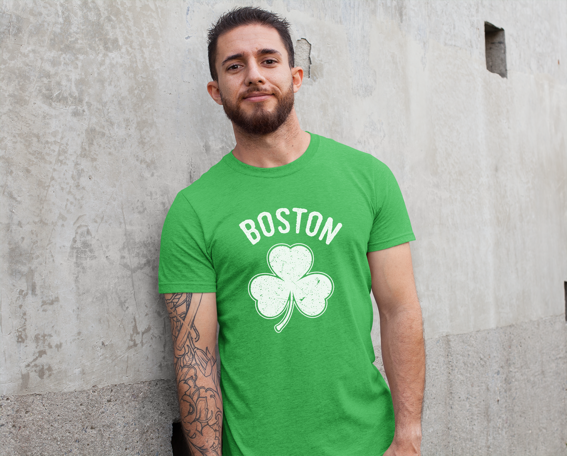 Irish Boston Shamrock White Design Custom T-Shirt