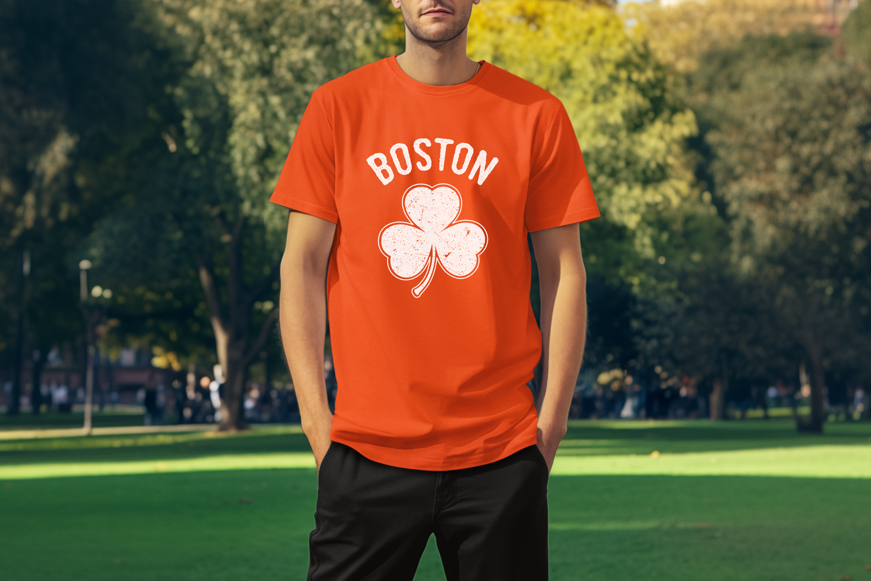 Irish Boston Shamrock Tee White Design T-Shirt