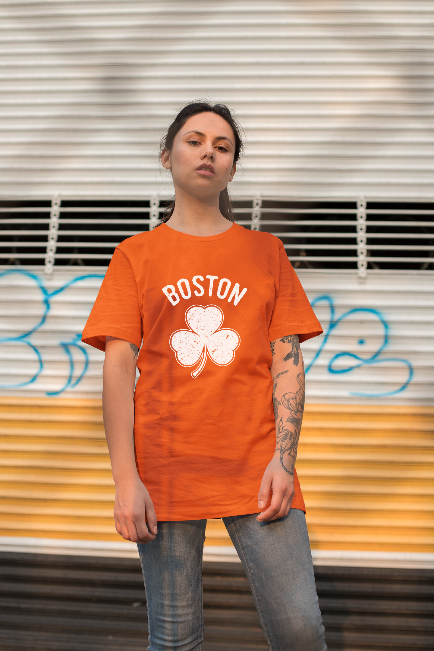 Irish Boston Shamrock Tee White Design T-Shirt