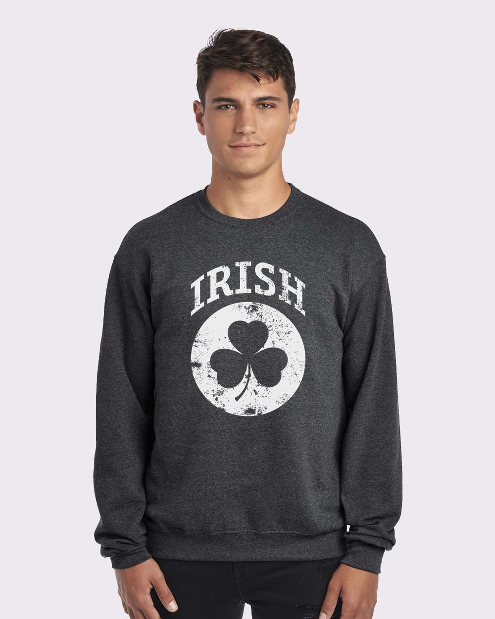 Irish Shamrock White Design Custom Crewneck Sweatshirt