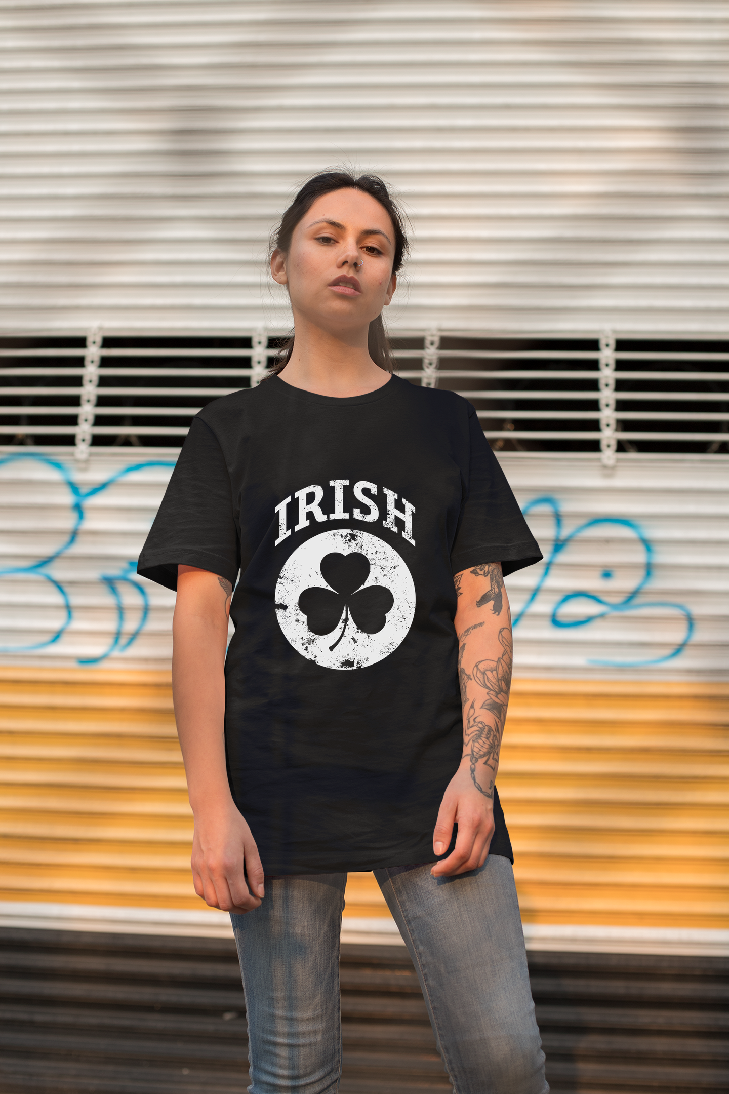 Irish Shamrock White Design Custom T-Shirt