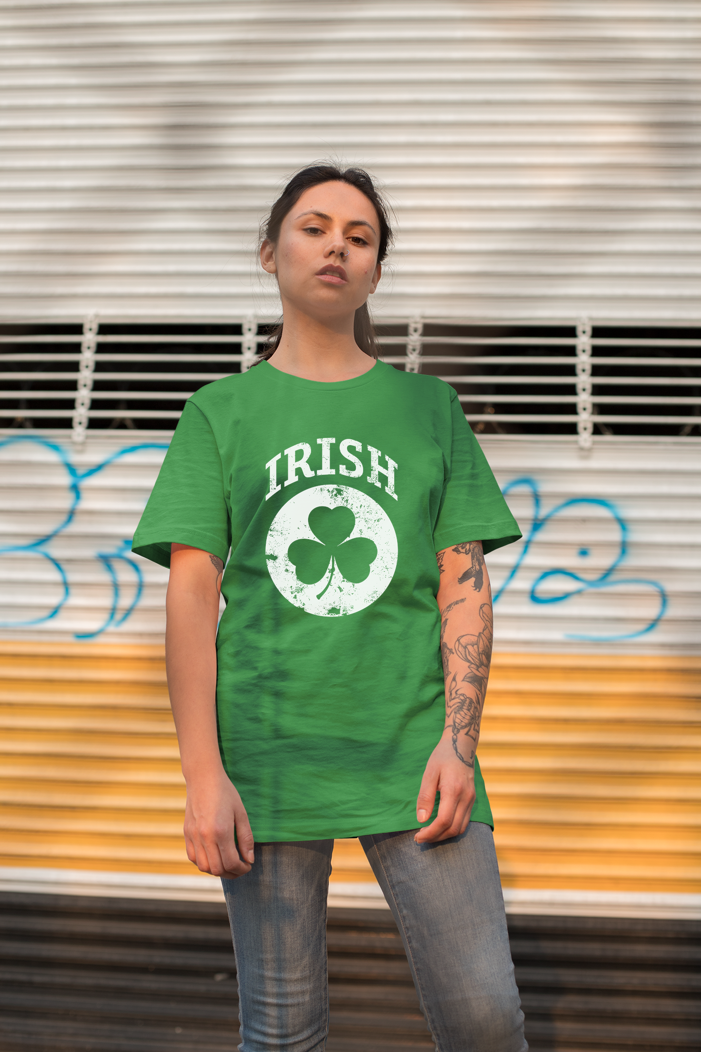 Irish Shamrock White Design Custom T-Shirt